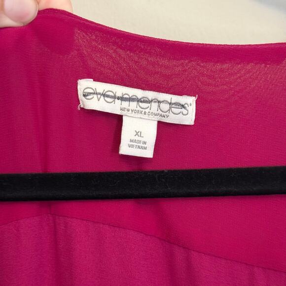 Eva Mendes NY & Co Maxi Wrap Dress XL Red Wrap V-Neck Flutter Sleeve Tie Party - Picture 6 of 7